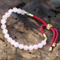 18k Gold Plated Gemstone Bordeaux String Bracelet - Rose Quartz