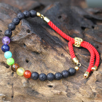 18k Gold Plated Gemstone Royal String Bracelet - Lava Stone Chakra