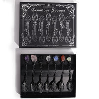 Dark Silver Gemstone Crystal Witch Spoons