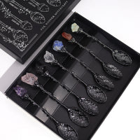 Dark Silver Gemstone Crystal Witch Spoons