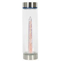 Bewater Love Harmony Glass Bottle - Rose Quartz And Clear Quartz