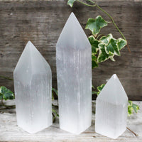 Selenite Pencil Point Tower - 15 Cm