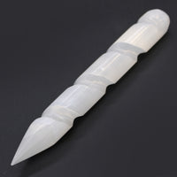 Selenite Spiral Wand - 16cm (Point One Ends)