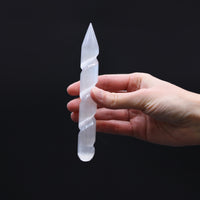Selenite Spiral Wand - 16cm (Point One Ends)