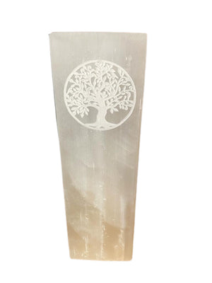 Selenite Block Lamp 25cm - Tree Of Life