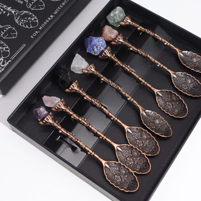 Bronze Gemstone Crystal Witch Spoons