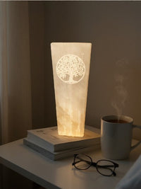 Selenite Block Lamp 25cm - Tree Of Life