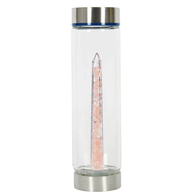 Bewater Love Harmony Glass Bottle - Rose Quartz And Clear Quartz