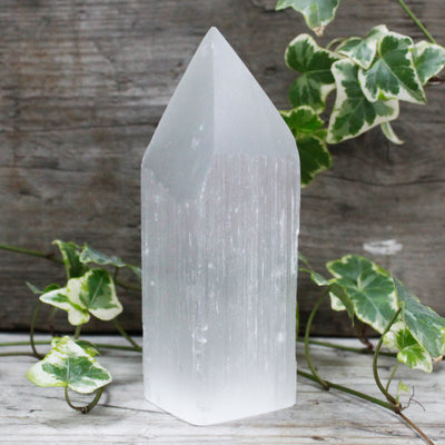 Selenite Pencil Point Tower - 15 Cm