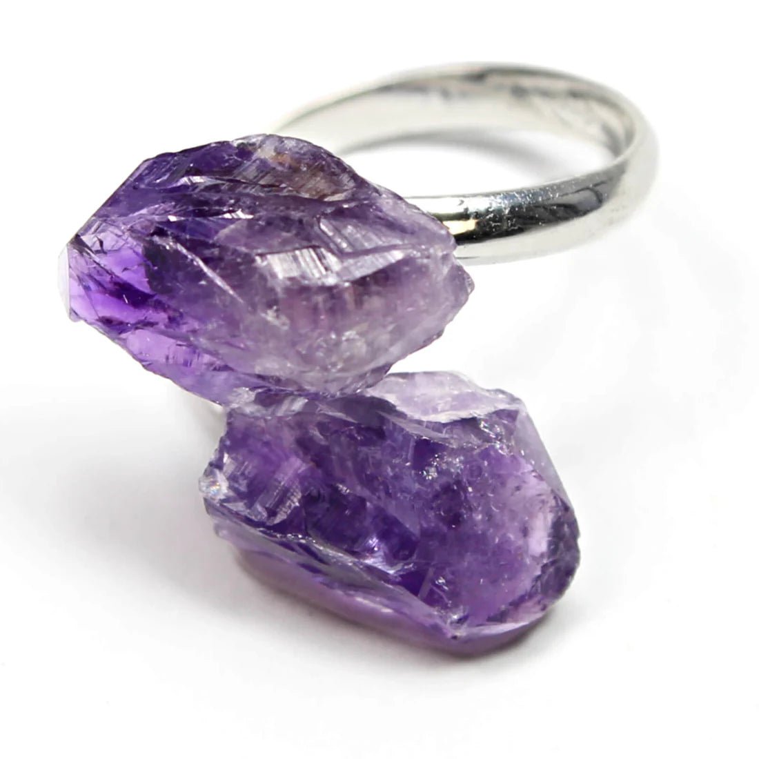 Amethyst Crystal Adjustable Ring - Look How They Shine