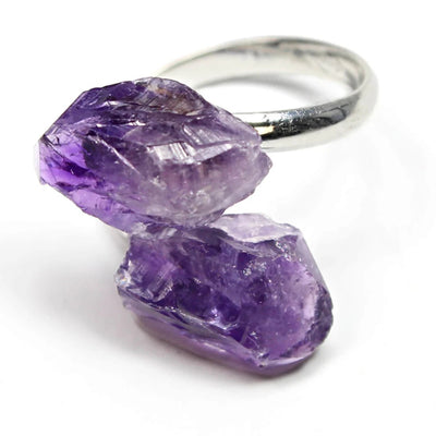 Amethyst Crystal Adjustable Ring - Look How They Shine