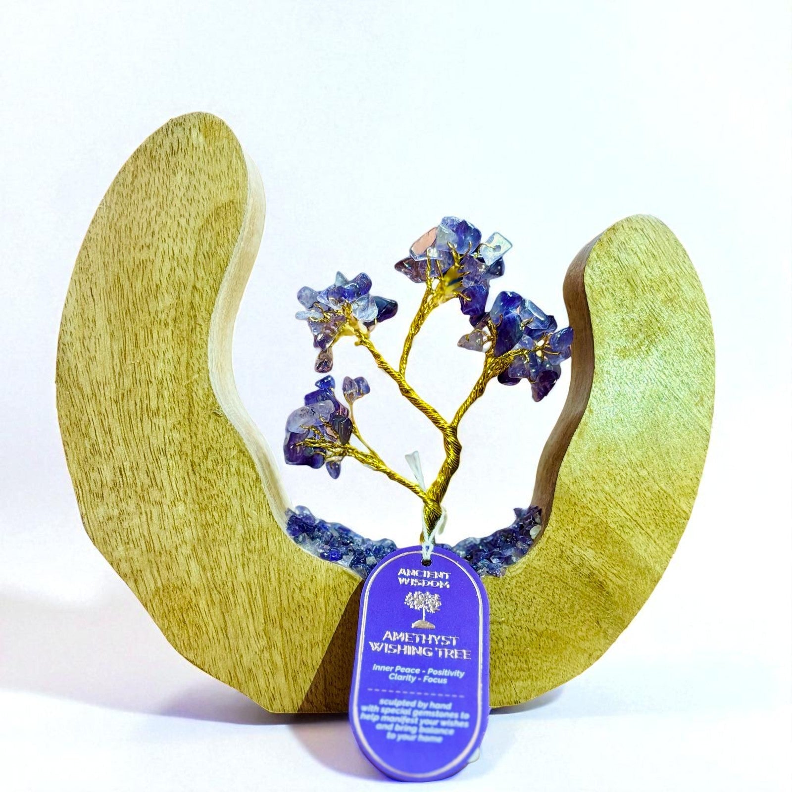 Amethyst Gemstone Tree Garden In Mango Wood Open Ring - Look How They Shine