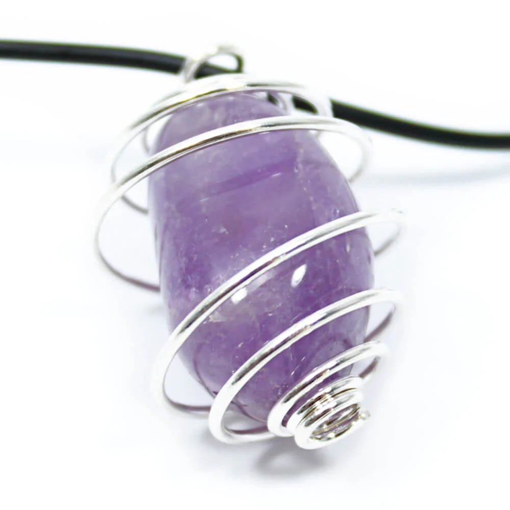 Amethyst Wire Wrapped Necklace - Snake Chain - Look How They Shine