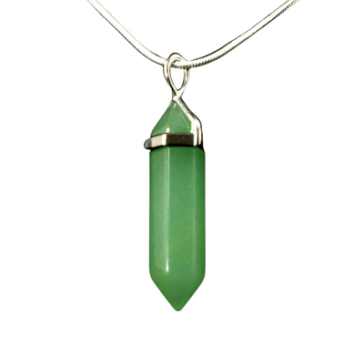 Green Aventureine Crystal Point Pendant With Chain