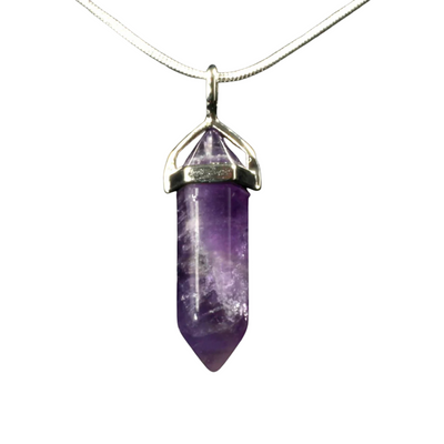 Amethyst Crystal Point Pendant With Chain