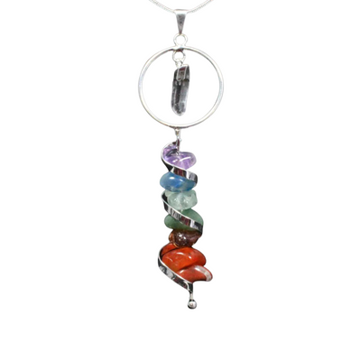 Chakra Crystal Pendant With Chain Silver