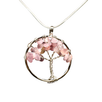 Rose Quartz Tree Of Life Pendant With Chain