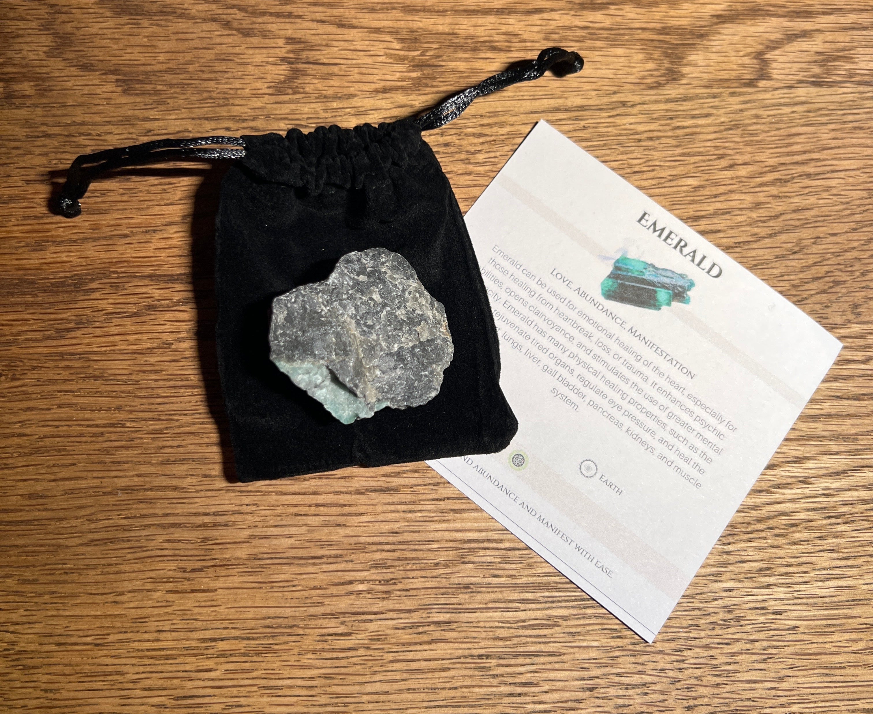 Emerald Rough Healing Crystal With Guide & Bag - Look How They Shine