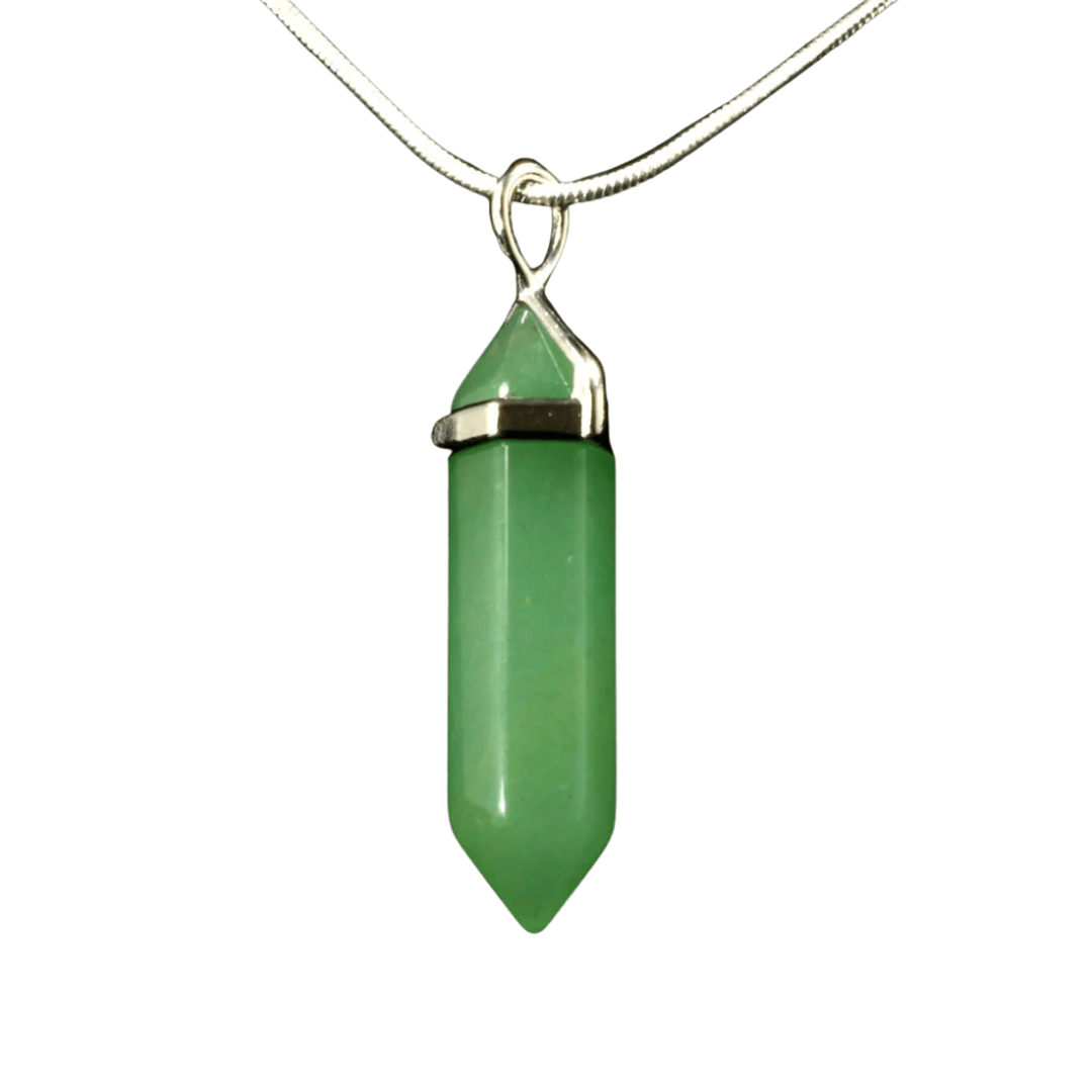 Green Aventureine Crystal Point Pendant With Chain - Look How They Shine