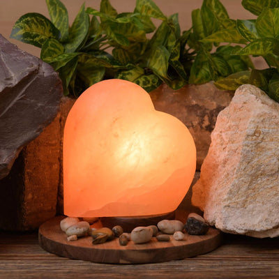 Heart Shaped Salt Lamp with Wooden Base - Look How They Shine