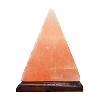 Himalayan Rock Salt Lamp with Wooden Base - Pyramid Shaped - Look How They Shine