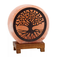 Himalayan Rock Salt Lamp with Wooden Base - Tree Of Life Design - Look How They Shine