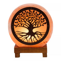 Himalayan Rock Salt Lamp with Wooden Base - Tree Of Life Design - Look How They Shine