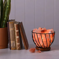 Himalayan Rock Salt Metal Basket Lamp - Look How They Shine
