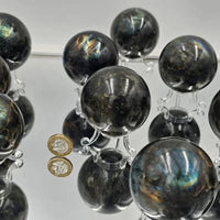 Labradorite Crystal Spheres 300 - 450g - Look How They Shine
