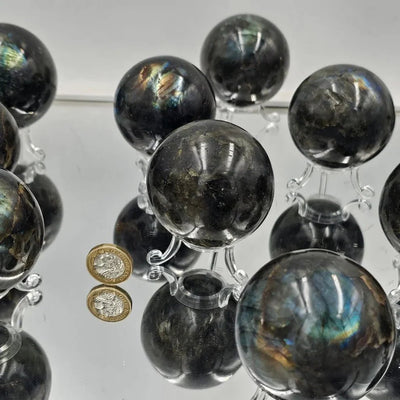 Labradorite Crystal Spheres 300 - 450g - Look How They Shine