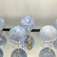 Large Blue Calcite Crystal Sphere 650 - 800g - Look How They Shine