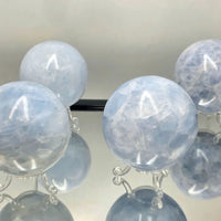 Large Blue Calcite Crystal Sphere 650 - 800g - Look How They Shine