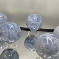 Large Blue Calcite Crystal Sphere 650 - 800g - Look How They Shine