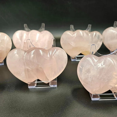 Large Double Rose Quartz Crystal Hearts - Look How They Shine