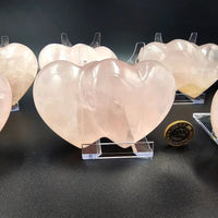 Large Double Rose Quartz Crystal Hearts - Look How They Shine