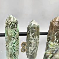Large Green Moonstone Crystal Prisms / Towers - Look How They Shine