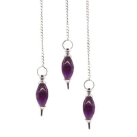 Lingam Shaped Gemstone Pendulums - Amethyst - Look How They Shine