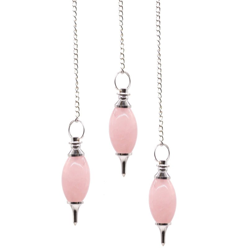 Lingam Shaped Gemstone Pendulums - Rose Quartz - Look How They Shine