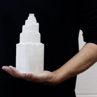Natural Selenite Tower Lamp - 20 Cm - Look How They Shine