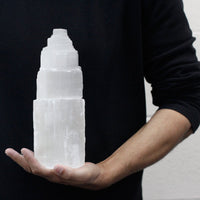 Natural Selenite Tower Lamp - 25 Cm - Look How They Shine