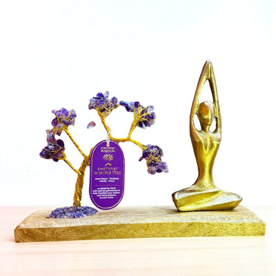Amethyst Gemstone Yoga Garden Tilted Tree - Sukhasana Pose