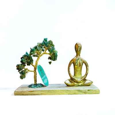 Green Aventurine Gemstone Yoga Garden Tilted Tree - Padmasana Pose