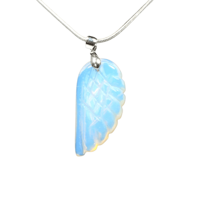 Opalite Angel Wing Pendant With Chain - Look How They Shine