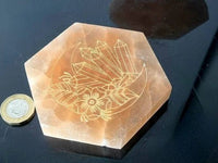 Orange Selenite Charging Plate Etched - Look How They Shine