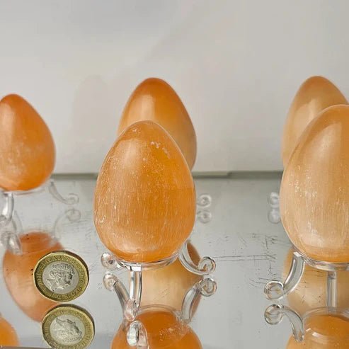 Orange Selenite Crystal Egg - Look How They Shine
