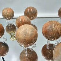 Peach Moonstone Crystal Spheres - Look How They Shine