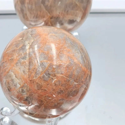 Peach Moonstone Crystal Spheres - Look How They Shine