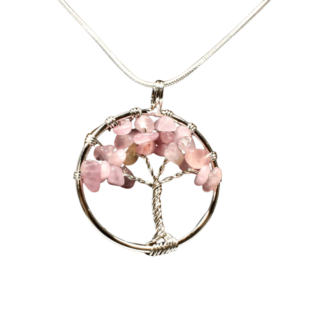 Rose Quartz Tree Of Life Pendant With Chain - Look How They Shine