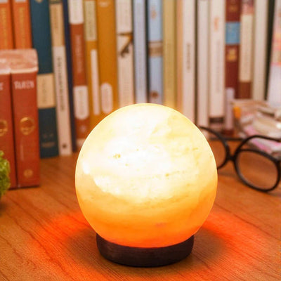 Salt Lamp Ball - Big Wooden Base - Look How They Shine
