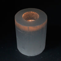 Selenite Cylinder Candle Holder - 10 Cm - Look How They Shine
